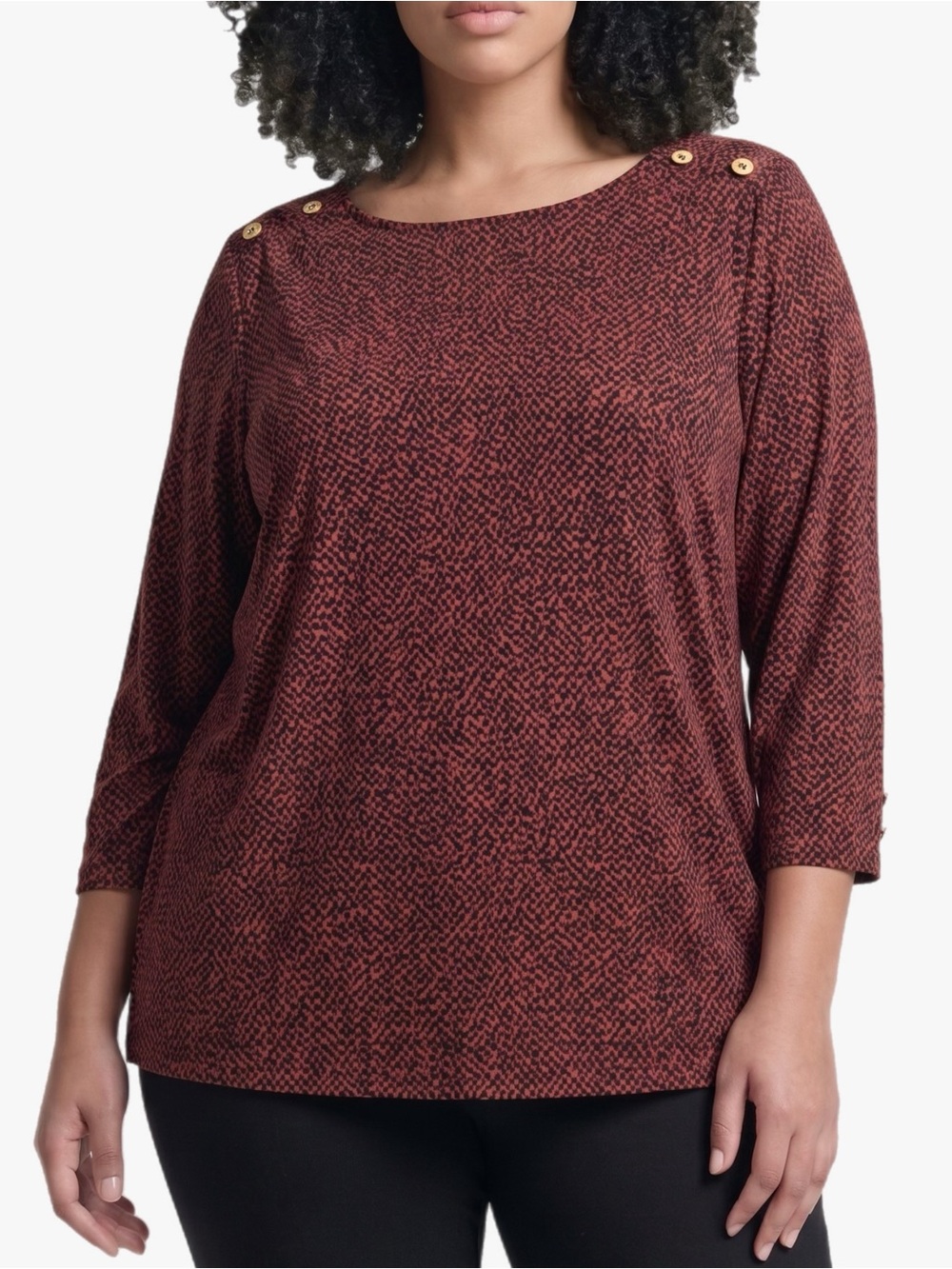 Liz Claiborne Rust Patterned Button-Shoulder Career Blouse Women’s Size XL